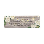 Rustic Wood Floral String Lights Wedding Address Etiket (Voorkant)