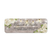 Rustic Wood Floral String Lights Wedding Address Etiket (Voorkant)