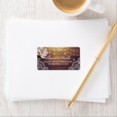 Rustic Wood Floral String Lights Wedding Address Etiket (Insitu)