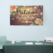 Rustic Wood Floral String Lights Wedding Banner (Beurs)