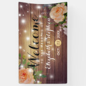 Rustic Wood Floral String Lights Wedding Banner (Verticaal)