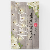 Rustic Wood Floral String Lights Wedding Banner (Verticaal)