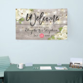 Rustic Wood Floral String Lights Wedding Banner (Beurs)