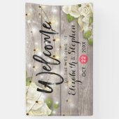 Rustic Wood Floral String Lights Wedding Banner (Verticaal)
