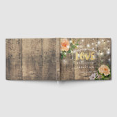 Rustic Wood Floral String Lights Wedding Guestbook Gastenboek (Volledig)