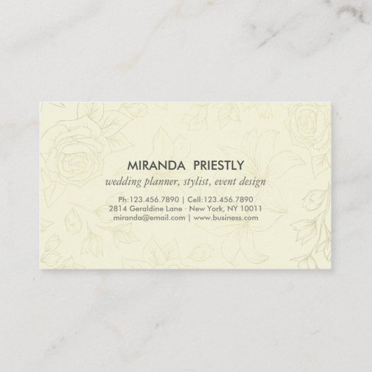 Rustic Wood Floral String Lights Wedding Planner Visitekaartje (Achterkant)