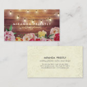 Rustic Wood Floral String Lights Wedding Planner Visitekaartje (Voorkant / Achterkant)