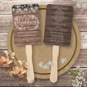Rustic Wood Floral String Lights Wedding Programme Handwaaier
