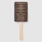 Rustic Wood Floral String Lights Wedding Programme Handwaaier (Achterkant)