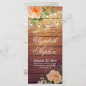 Rustic Wood Floral String Lights Wedding Programme Programmakaart (Voorkant / Achterkant)