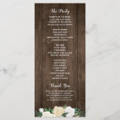 Rustic Wood Floral String Lights Wedding Programme Programmakaart (Achterkant)