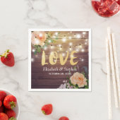 Rustic Wood Floral String Lights Wedding Shower Servet (Insitu)