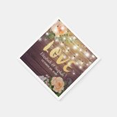 Rustic Wood Floral String Lights Wedding Shower Servet (Hoek)