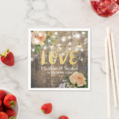 Rustic Wood Floral String Lights Wedding Shower Servet (Insitu)