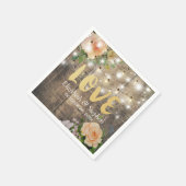 Rustic Wood Floral String Lights Wedding Shower Servet (Hoek)