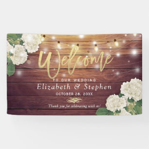 Rustic Wood Floral String Lights Wedding Welcome Spandoek