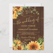 Rustic wood floral sunflower garden barn wedding kaart (Voorkant)