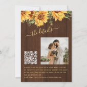 Rustic wood floral sunflower garden barn wedding kaart (Achterkant)