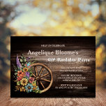 Rustic Wood Floral Wagon Wheel 90th Birthday Kaart<br><div class="desc">Nodig je vrienden en geliefden uit met deze roemrijke bloemkool wieluitnodiging voor de 90e verjaardag die een charmante wielontwerpen van een wagon bevat, voorzien van kleurrijke bloemen, geplaatst tegen een rijke en getextureerde achtergrond van houtkorrels. Het robuuste wielontwerp van de wagon voegt een aanraking van charme aan uw gebeurtenis toe,...</div>