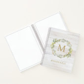 Rustic Wood Floral Watercolor Monogram Notitieboek (Binnen)