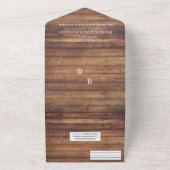 Rustic Wood Floral Waterverf Wedding All In One Uitnodiging (Buitenkant)