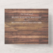 Rustic Wood Floral Waterverf Wedding All In One Uitnodiging (Achterkant)