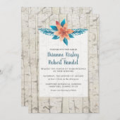 Rustic Wood Floral Waterverf Wedding Kaart (Voorkant / Achterkant)