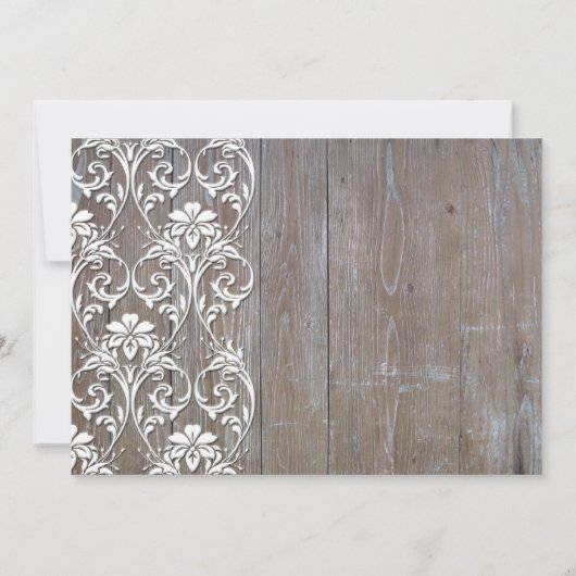 Rustic Wood Floral Wedding Invitation Kaart (Achterkant)