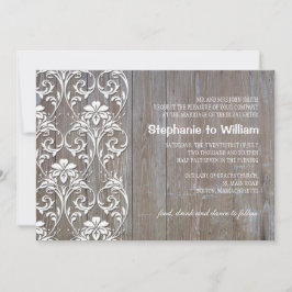 Rustic Wood Floral Wedding Invitation Kaart