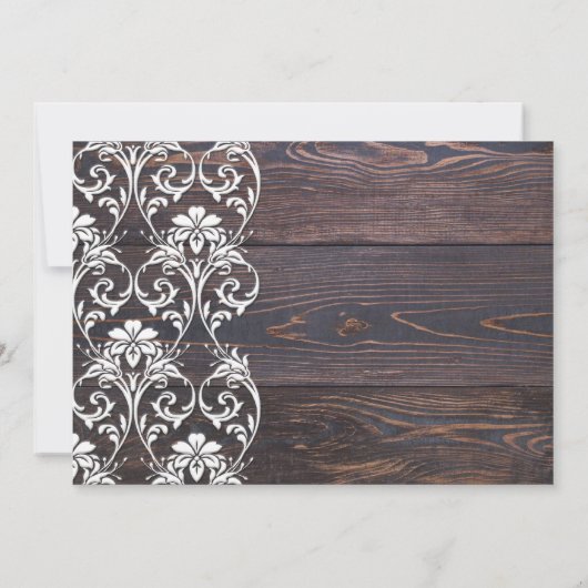 Rustic Wood Floral Wedding Invitation Kaart (Achterkant)