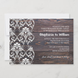 Rustic Wood Floral Wedding Invitation Kaart