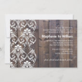 Rustic Wood Floral Wedding Invitation Kaart (Voorkant)