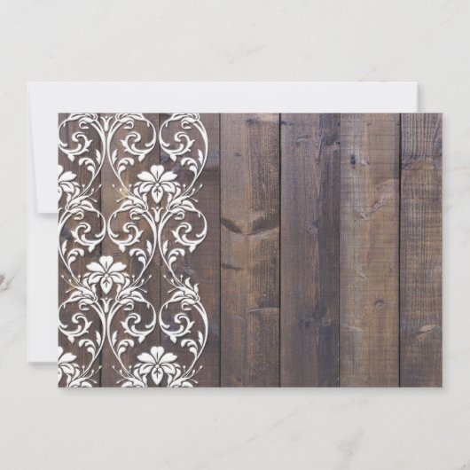 Rustic Wood Floral Wedding Invitation Kaart (Achterkant)
