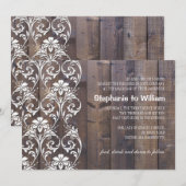 Rustic Wood Floral Wedding Invitation Kaart (Voorkant / Achterkant)