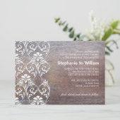 Rustic Wood Floral Wedding Invitation Kaart (Staand voorkant)