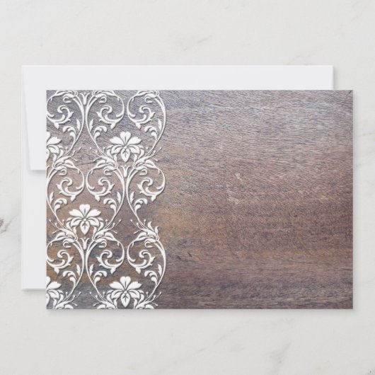 Rustic Wood Floral Wedding Invitation Kaart (Achterkant)