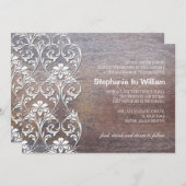 Rustic Wood Floral Wedding Invitation Kaart (Voorkant / Achterkant)