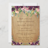 Rustic Wood Floral Wedding Invitation Magnetische Uitnodiging (Voorkant)