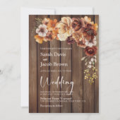 Rustic Wood Floral Wedding Kaart (Voorkant)