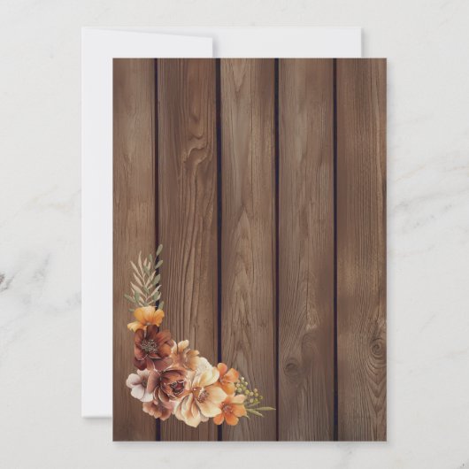 Rustic Wood Floral Wedding Kaart (Achterkant)