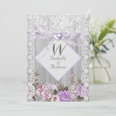 Rustic Wood Floral Wedding Lavender Lace Kaart (Staand voorkant)