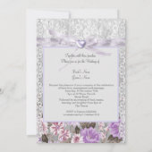 Rustic Wood Floral Wedding Lavender Lace Kaart (Achterkant)