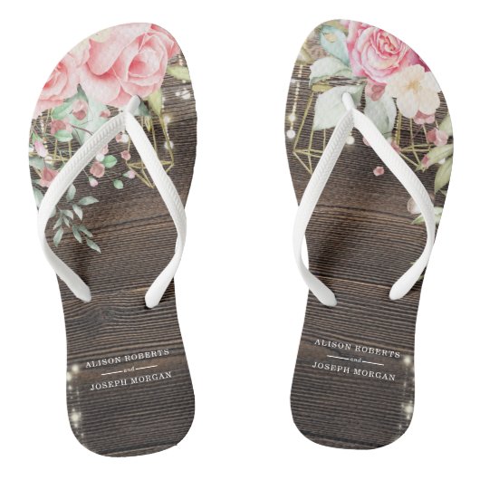 Rustic Wood Floral Wedding Specialized Teenslippers (Voetbed)