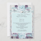 Rustic Wood Floral Wedding White Lace Blauwgroen B Kaart (Achterkant)