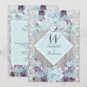 Rustic Wood Floral Wedding White Lace Blauwgroen B Kaart (Voorkant / Achterkant)