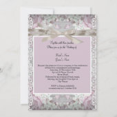 Rustic Wood Floral Wedding White Lace Pink Kaart (Achterkant)