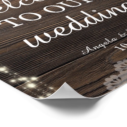 Rustic Wood Floral Welcome Wedding Sign Poster (Hoek)