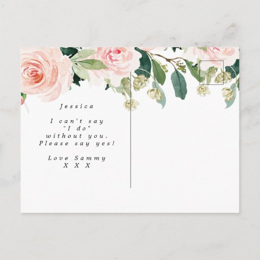 rustic wood floral will you be my maid of eru aankondigingskaart (Achterkant)