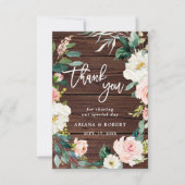 Rustic Wood Floral Wreatfoto Hartelijk dank Bedankkaart (Voorkant)