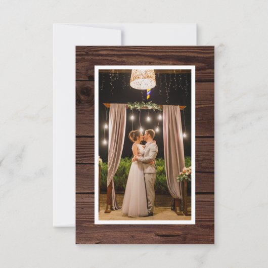 Rustic Wood Floral Wreatfoto Hartelijk dank Bedankkaart (Achterkant)